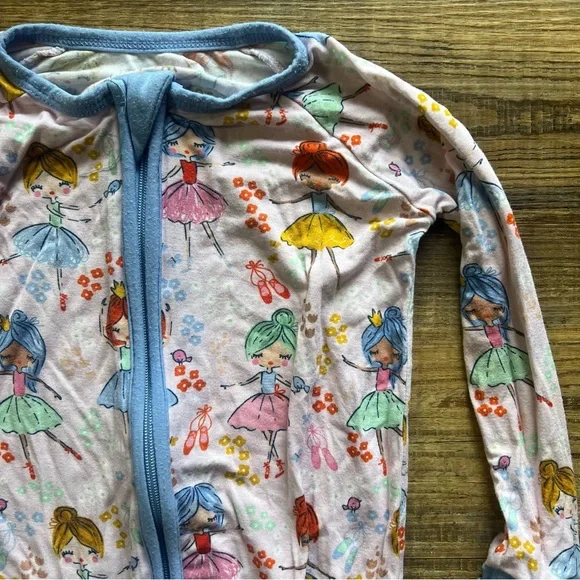 Little Sleepies Prima Ballerina Zippy Bamboo Viscose Size 12-18 Pajamas Pjs - Picture 2 of 4